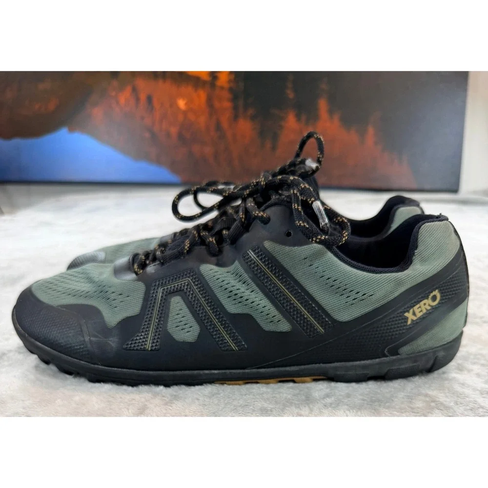 Xero Mens Mesa Trail II Barefoot Running Shoes Green Black 11.5